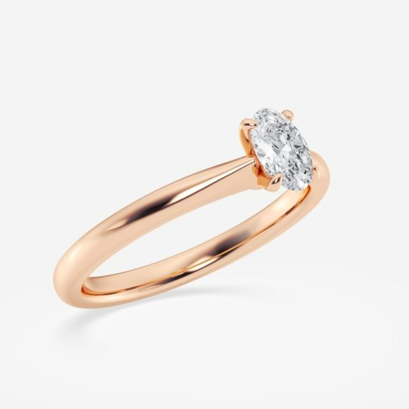 1/2 ctw Oval Lab Grown Diamond Petite Solitaire Engagement Ring - Picture 6 of 7